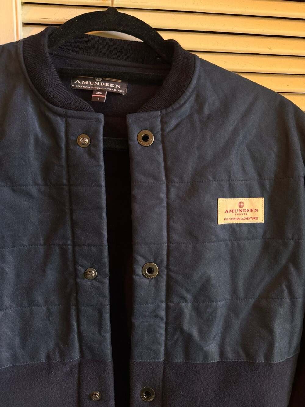 Amundsen Field Fleece Wool Bomber Jacket Size S Navy
